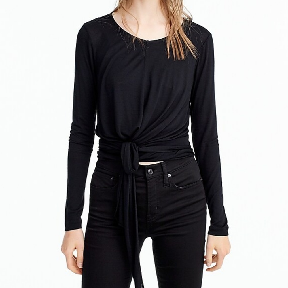 J. Crew - Tie-Front Long Sleeve T Shirt - Gray